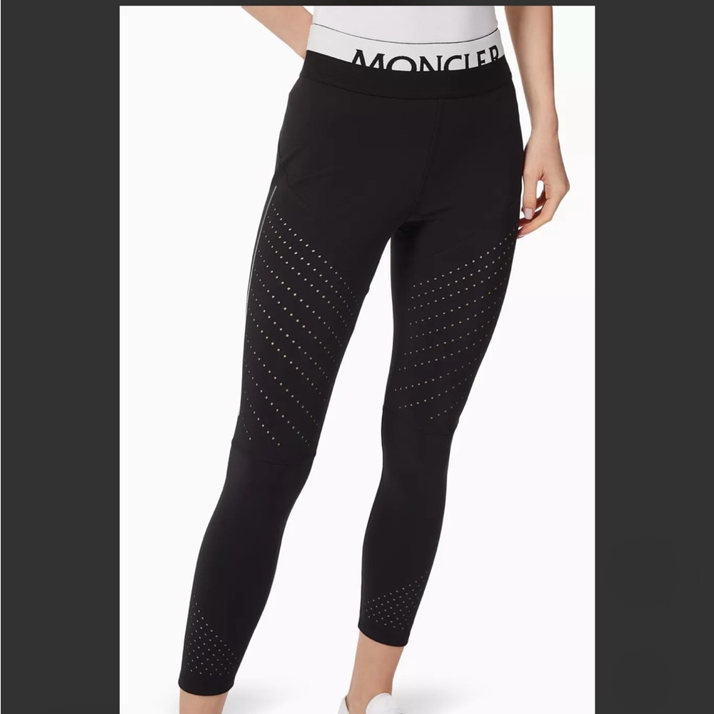 Moncler Women's Black Perforated Leggings